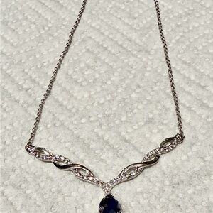 Kay Jewelers Silver Necklace with Blue Pendant